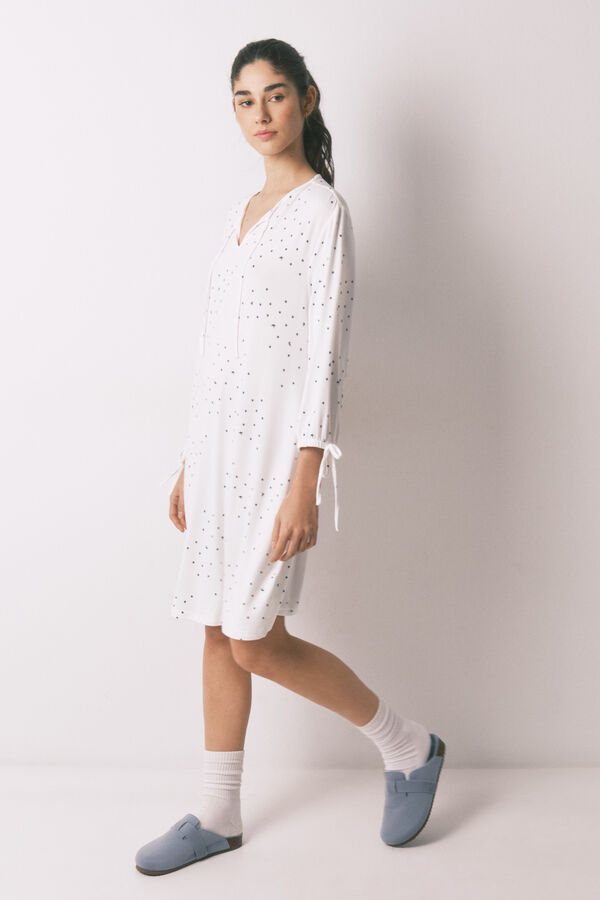 Women'secret White bird print midi nightgown white