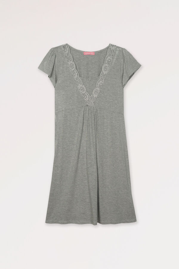 Ohma! Short sleeve lace nursing nightgown grey