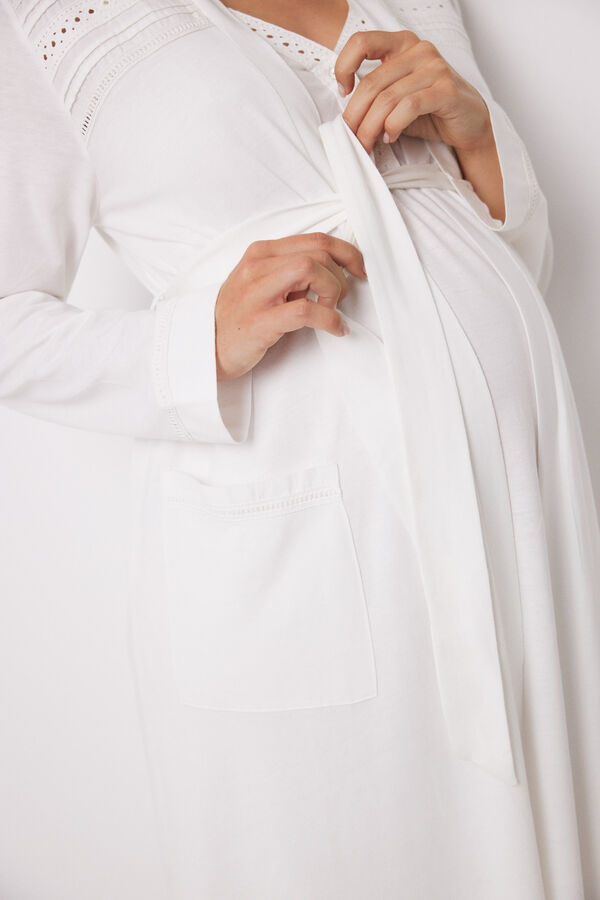 Womensecret Ivory midi maternity robe beige