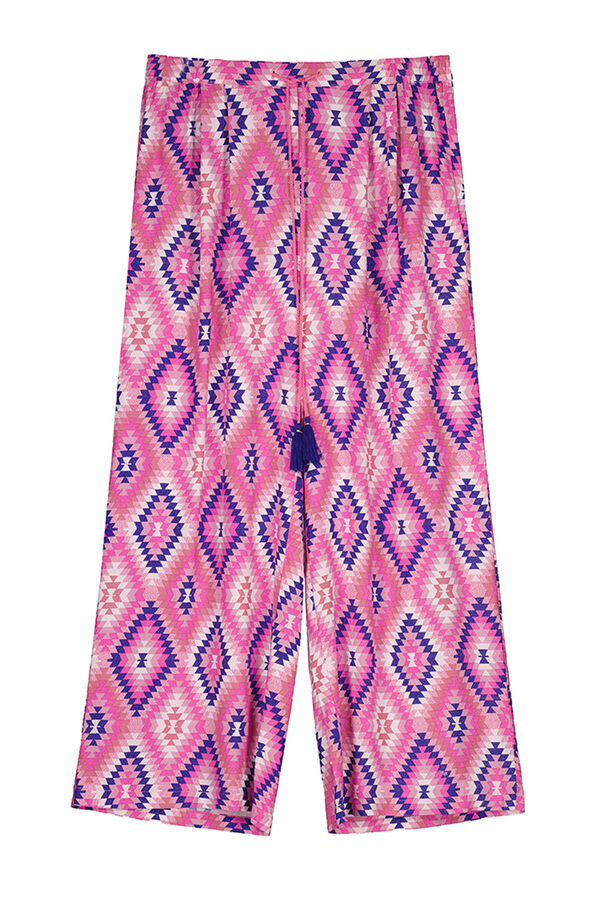 Womensecret Pink ethnic print long trousers pink