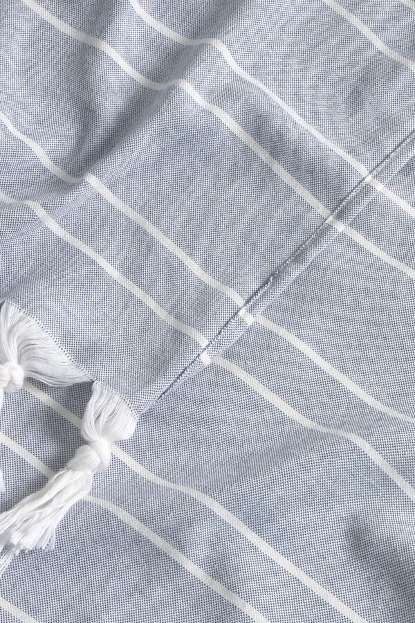 Textura Gestreiftes Baumwoll-Pareo-Handtuch Blau
