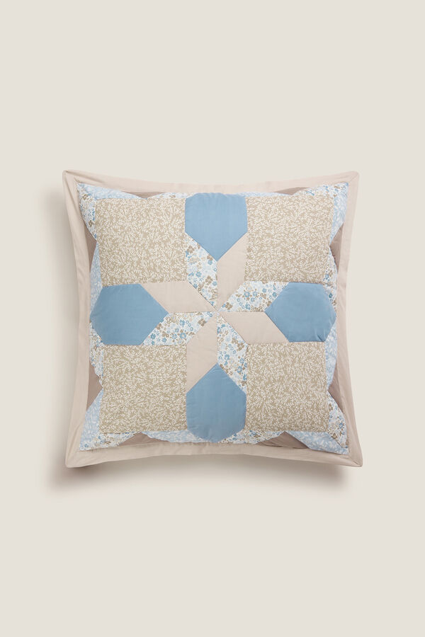 Textura Funda coj&iacute;n patchwork flores azul