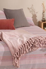 Womensecret Fringed fleece blanket 130 x 170 cm. rózsaszín
