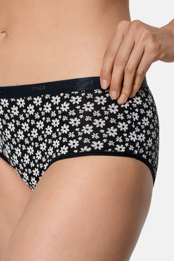 DIM Pack of 3 floral print stretch cotton boyshort panties black