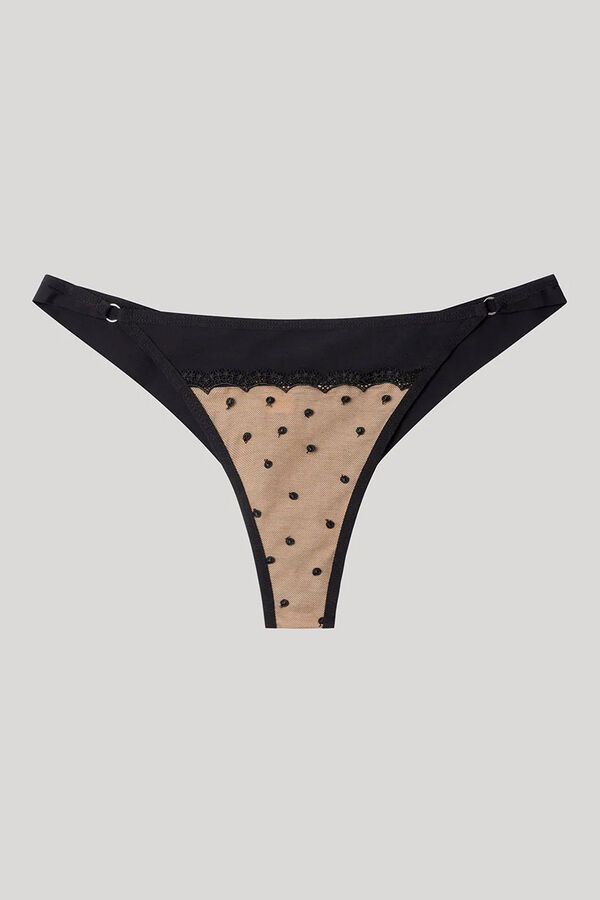 Gisela Polka-Dots lace Brazilian panty Crna