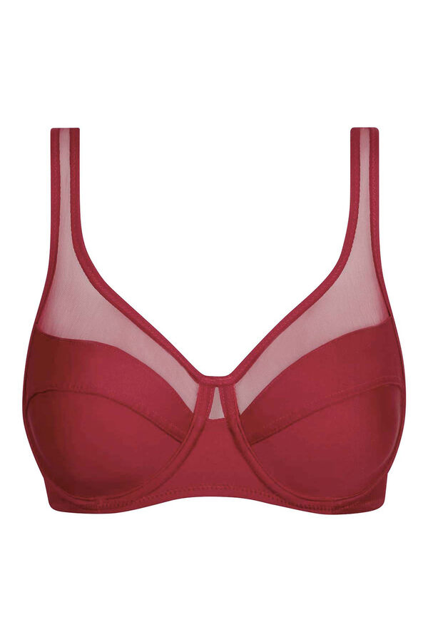Womensecret Generous full cup underwired bra with tulle Rot