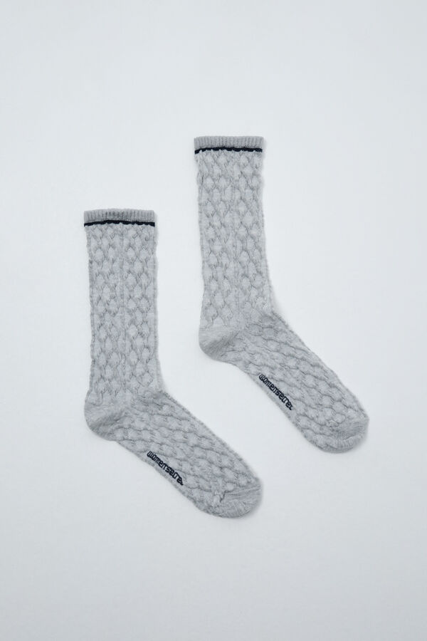 Women'secret Black lurex texture long socks black