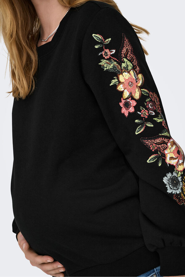 Only Maternity Sudadera maternity detalles florales negro