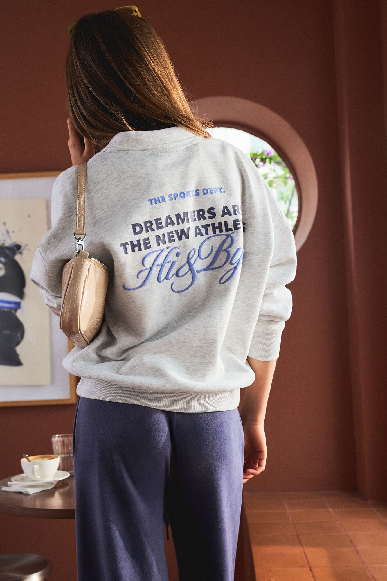 HI&BYE Tamnosiva pli&scaron;ana majica polo duks