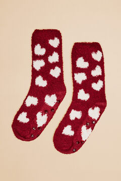 Womensecret Red fluffy heart socks red
