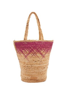 Womensecret Large Summer Song raffia basket bag with fuchsia gradient pink