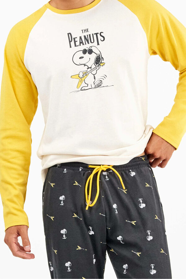 Gisela Conjunto pijama hombre Snoopy en punto interlock beige
