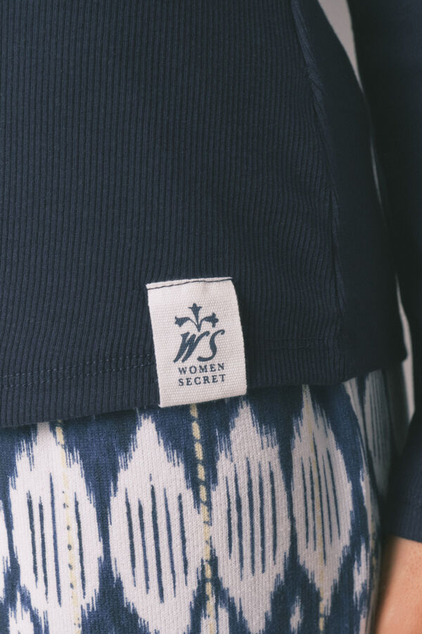 Women'secret Blue cotton long sleeve T-shirt blue