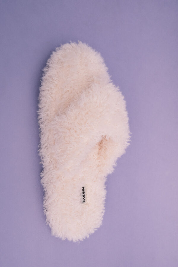HI&BYE Pantoufles peau de mouton beige beige