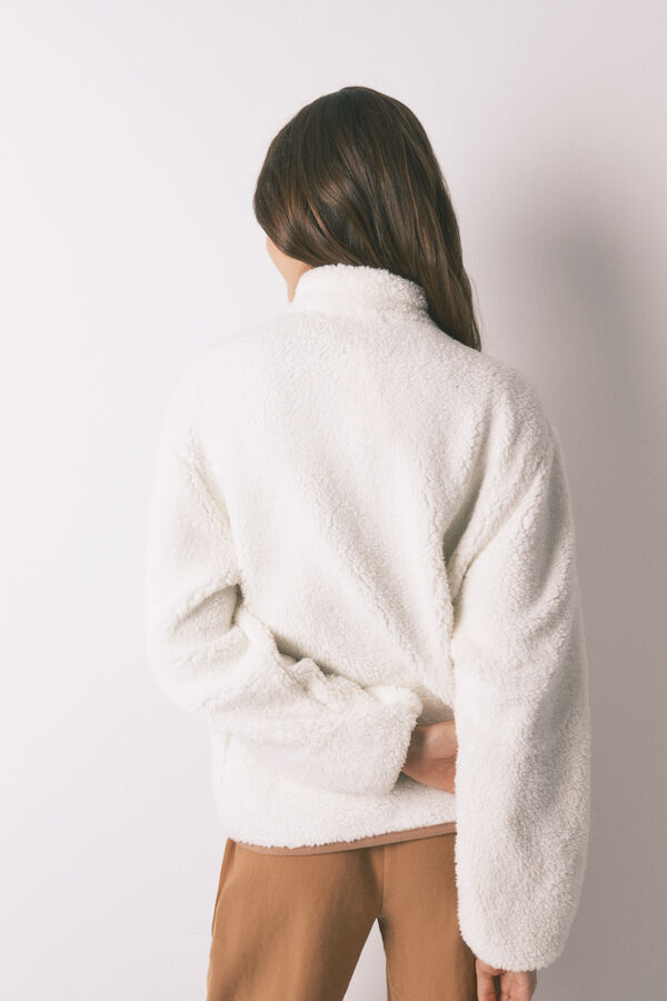 Women'secret Faux shearling short dog patch robe beige