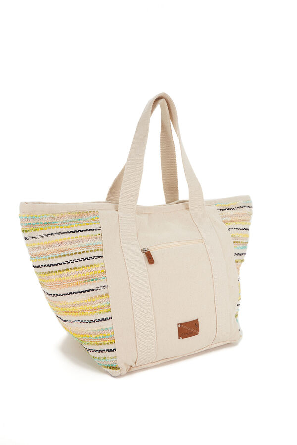 Womensecret Beach bag with yellow striped print printed