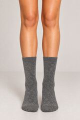 Pieces Socken mit Animal-Print und Lurex Grau