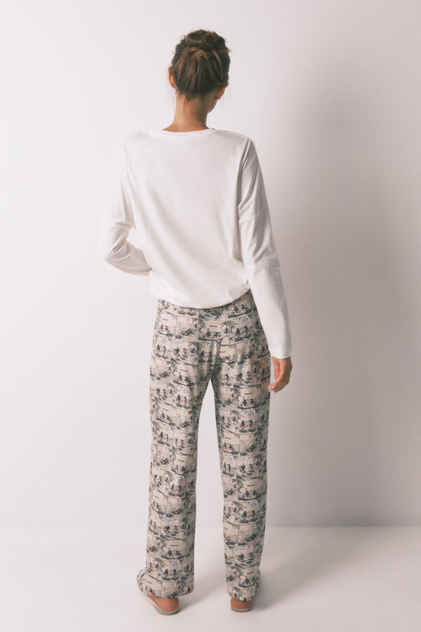 Women'secret 100% cotton white Mickey Mouse long pyjamas printed