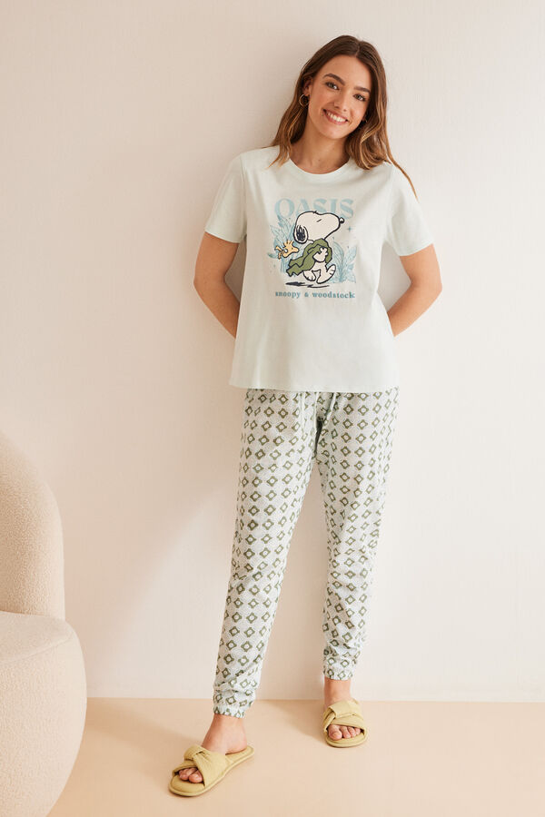 Womensecret Snoopy print 100% cotton pyjamas green