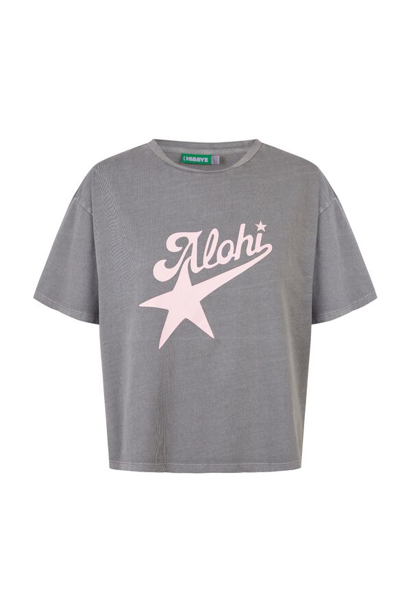 HI&BYE Grey cotton short sleeve T-shirt grey
