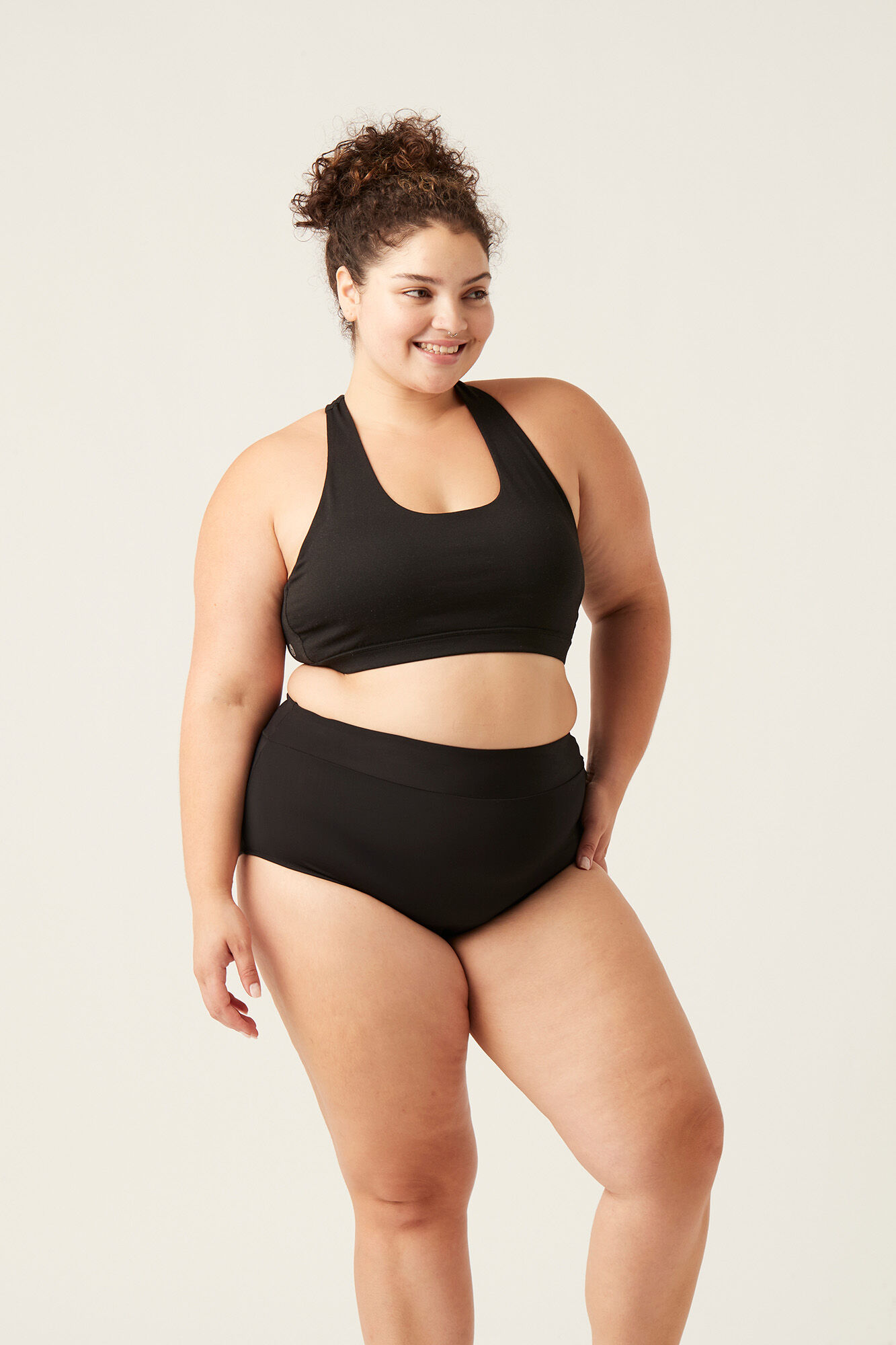 Modibodi Black recycled nylon high-waisted light-moderate absorption period panty
