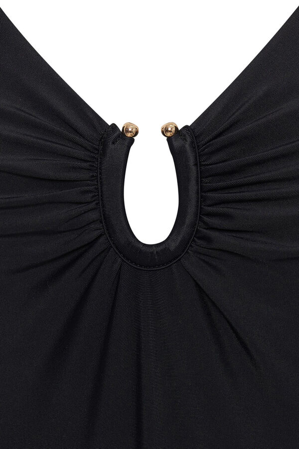 Womensecret Black V-neck swimsuit with absorption  noir