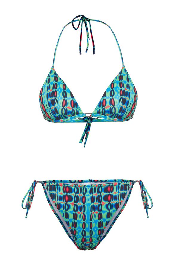 Trendyol Tie-dye triangle bikini set printed