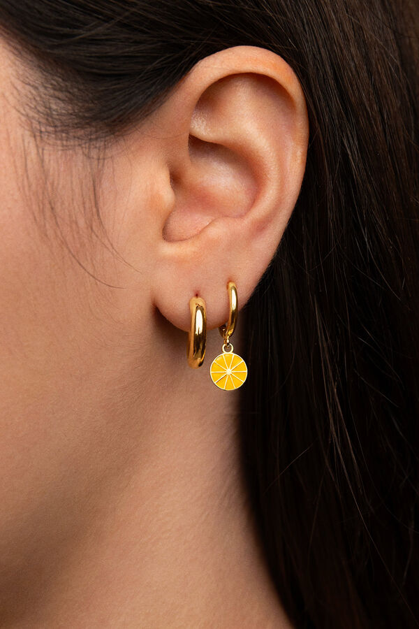 Womensecret Single Orange gold-plated silver hoop earring estampado