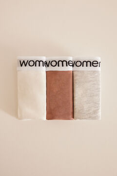 Womensecret Pack de 3 tangas de algodão com logo branco