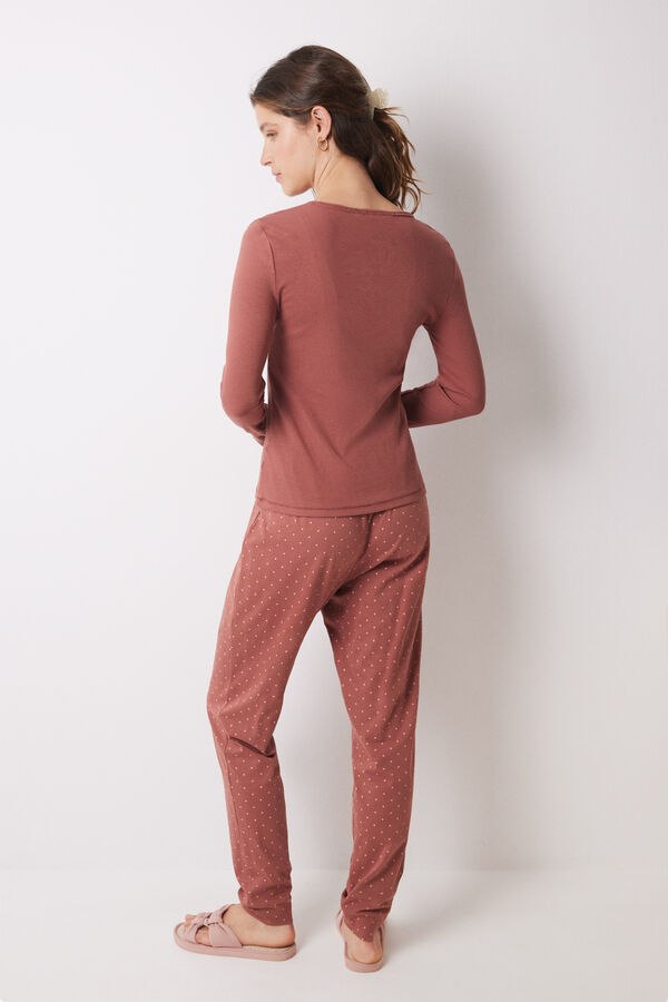 Womensecret Pyjama long en coton Mafalda marron nude