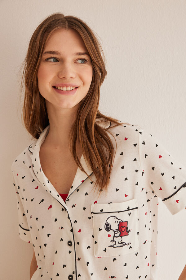 Womensecret Pijama camiseiro capri 100% algodão Snoopy branco
