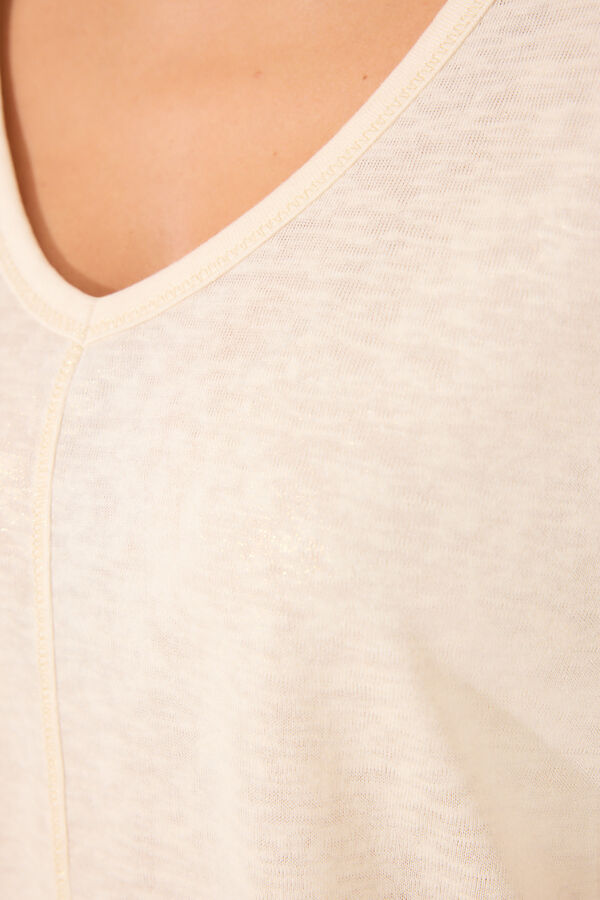 Womensecret White glitter short sleeve T-shirt beige