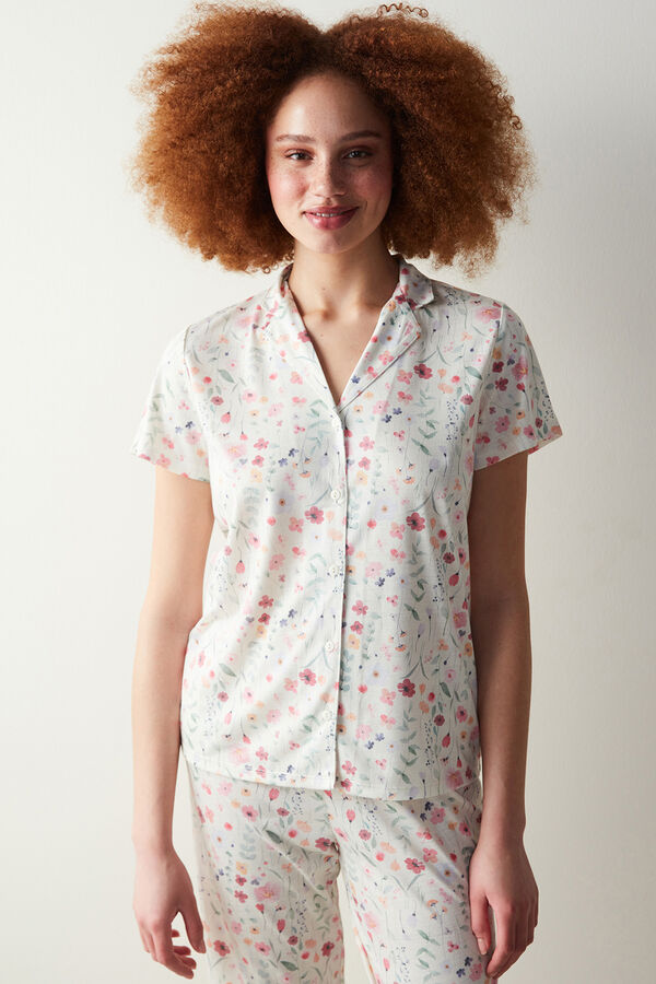 Womensecret Spring Flowers Shirt Pants Pajama Set imprimé