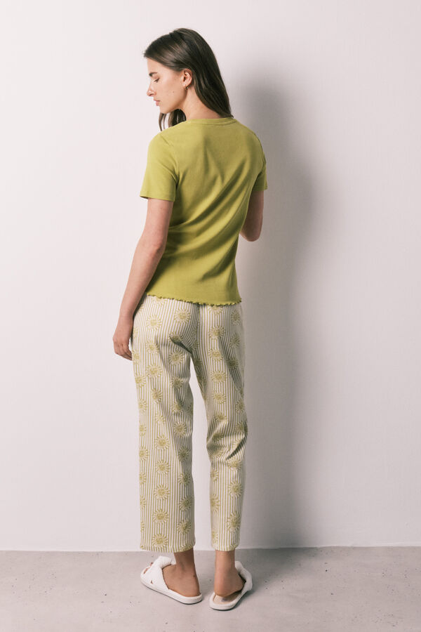 Women'secret Pijama Capri algod&oacute;n soles verde verde