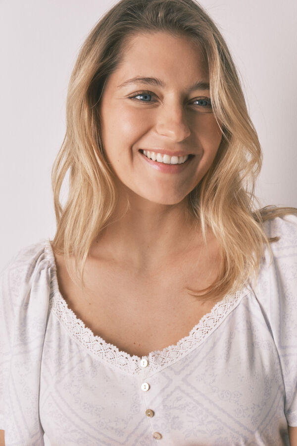 Women'secret Blue cotton ruffle nightgown MATERNITY blue