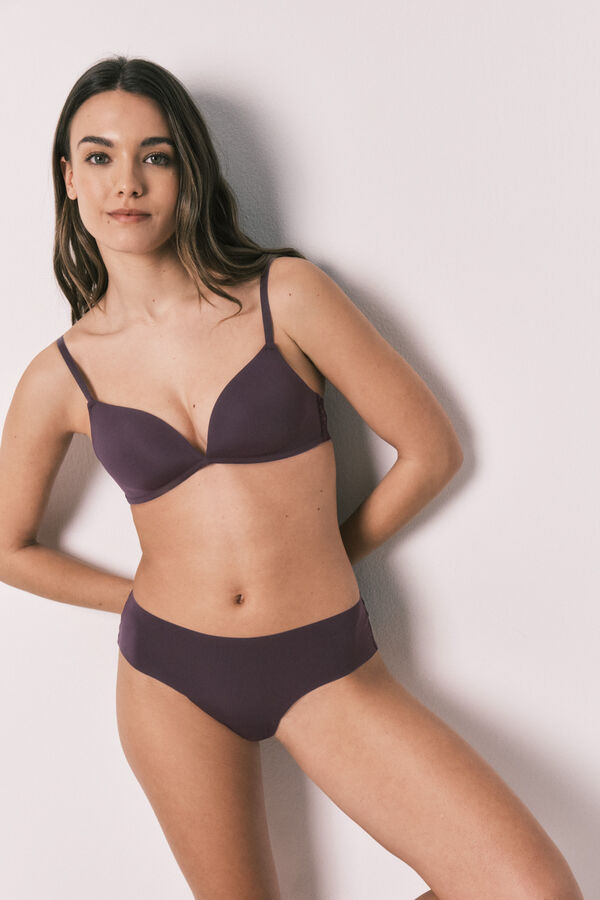 Women'secret Culotte br&eacute;silienne en microfibre et dentelle violette rose