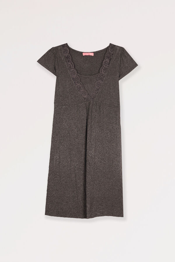 Ohma! Short-sleeved nursing nightgown grey