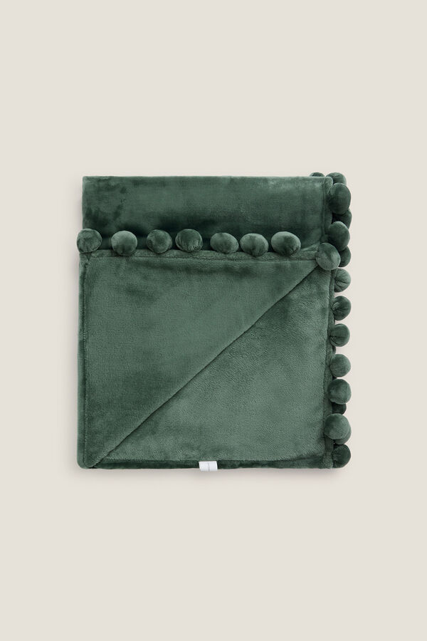 Textura Manta polar pompons verde