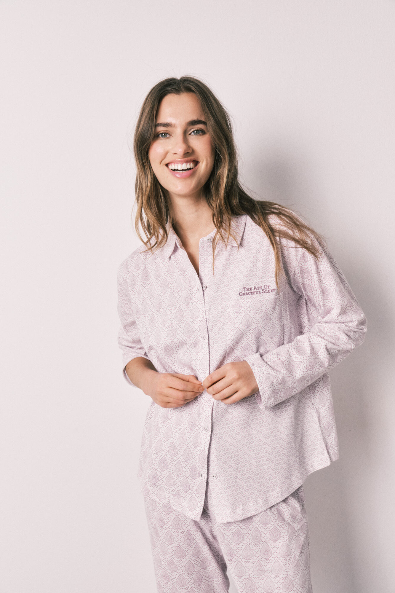 Women'secret 100% cotton classic long stamp print pyjamas