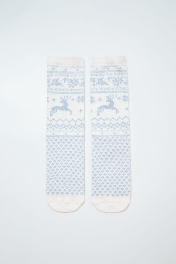 Women'secret Blue jacquard long socks blue
