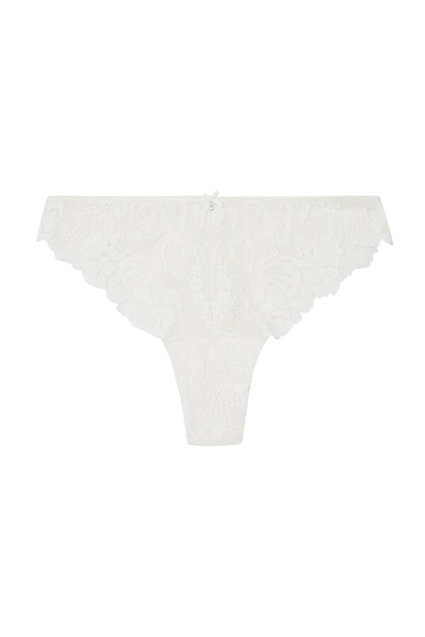 Womensecret White microfibre and lace Brazilian panty 