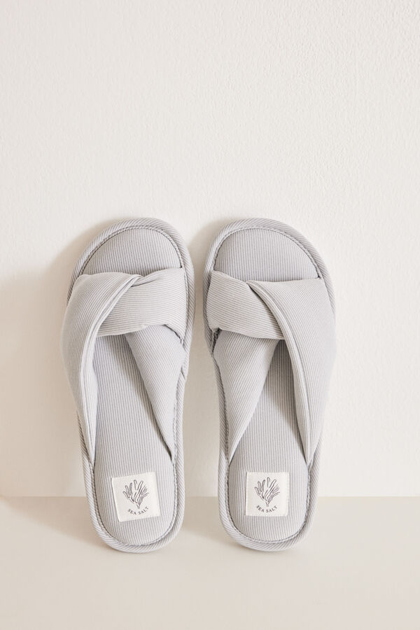 Womensecret Grey ribbed slippers grey