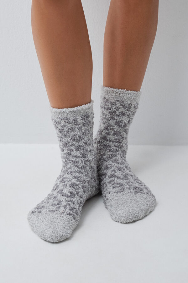 Women'secret Calcetines largos animal print gris gris