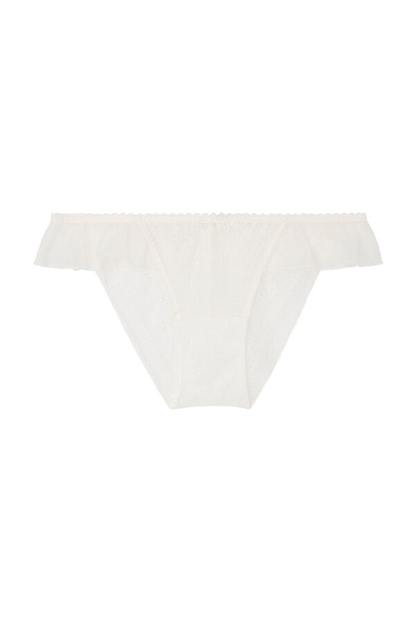 Womensecret White lace flounce panty beige
