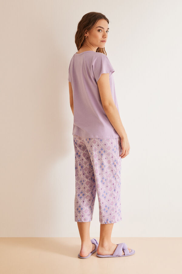 Womensecret Pyjama 100 % coton Capri losanges rose