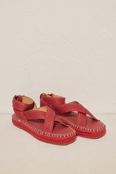 Womensecret Crvene sandale sa platformom od esparta Crvena