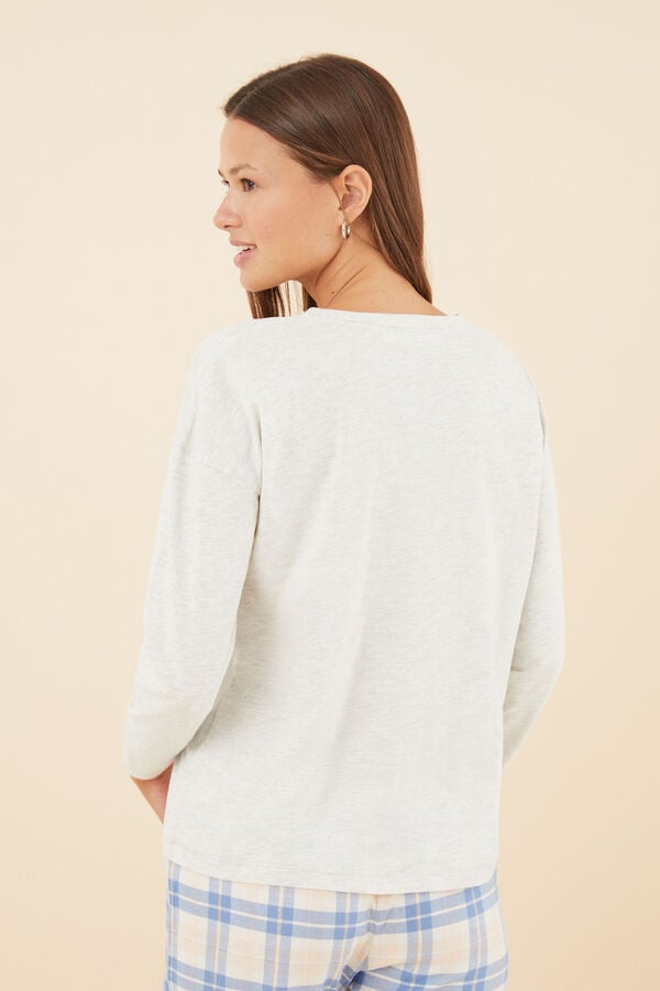 Womensecret T-Shirt 100 % Baumwolle Taschen Beige Grau