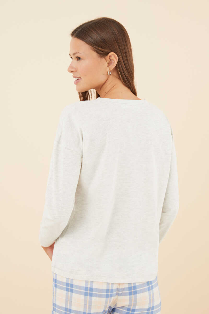 Womensecret Beige 100% cotton T-shirt with pockets grey