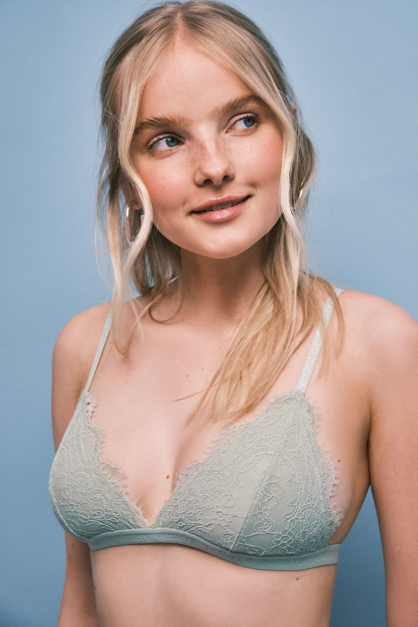 HI&BYE Green padded lace triangle bra