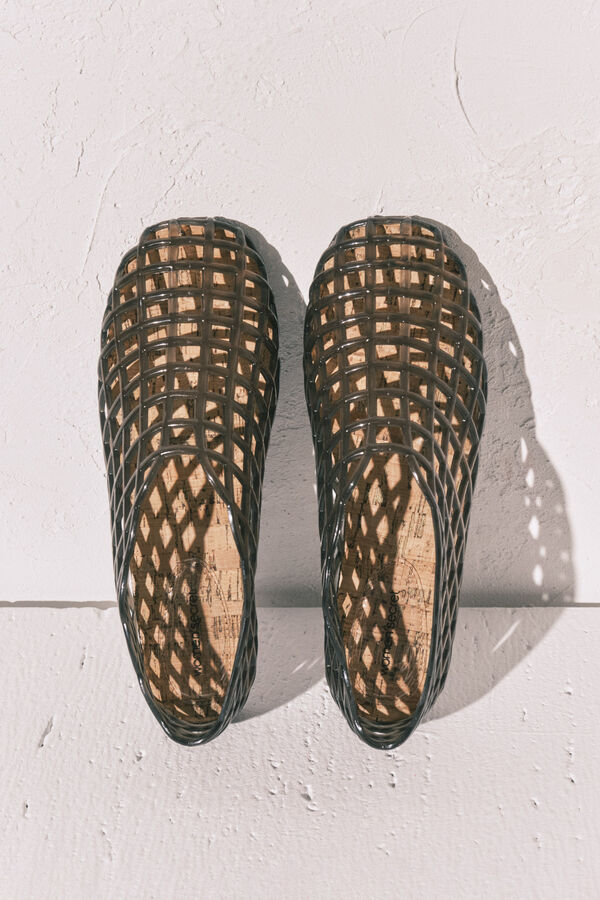 Women'secret Sandales jelly effet r&eacute;sille noires noir